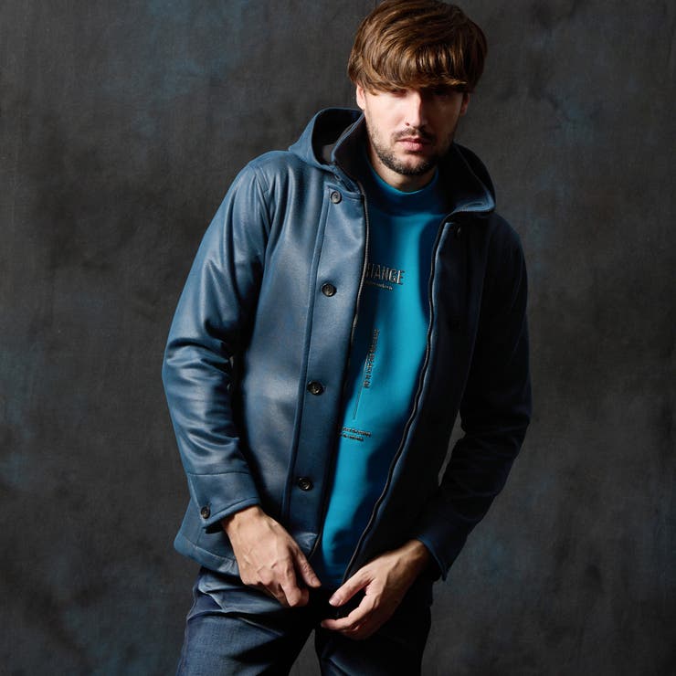 60ブルー | マイクロ起毛ポンチ ムラプリントナポレオンブルゾン | NICOLE