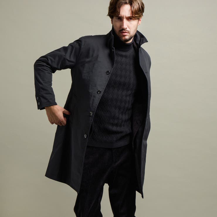 49ブラック | 【HIDEAWAYS BLACK】ベストライナー付きステンカラーコート | NICOLE