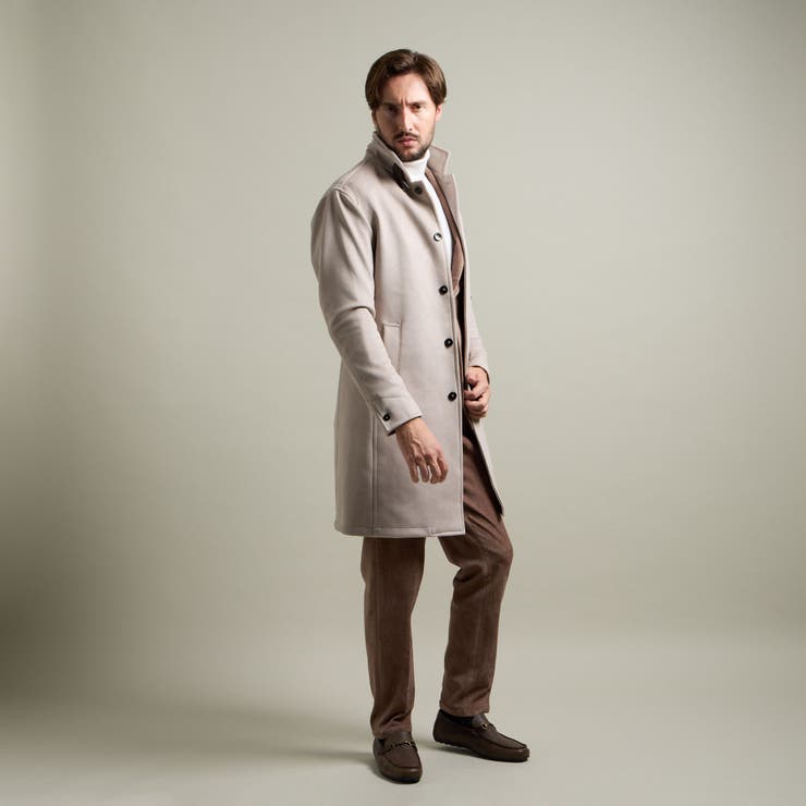 【HIDEAWAYS BLACK】マイクロ起毛ポンチ スタンドコート | NICOLE | 詳細画像3 