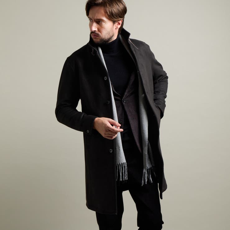 49ブラック | 【HIDEAWAYS BLACK】マイクロ起毛ポンチ スタンドコート | NICOLE