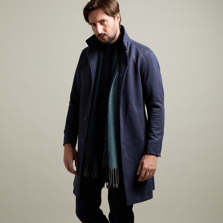 67ネイビー | 【HIDEAWAYS BLACK】マイクロ起毛ポンチ スタンドコート | NICOLE