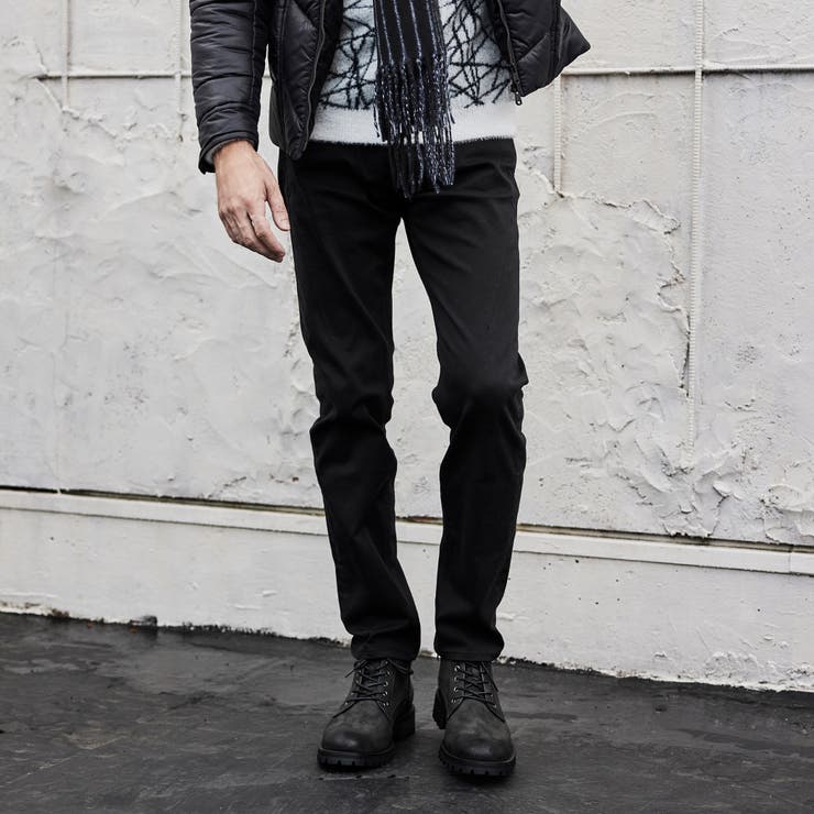 49ブラック | ヨコクロサテンストレッチパンツ | NICOLE