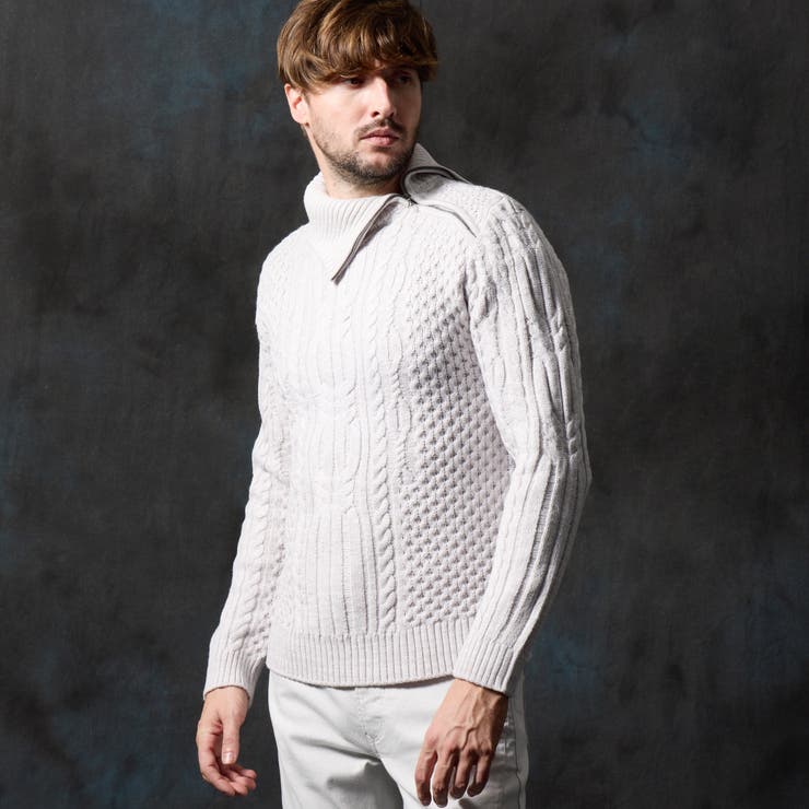 ケーブル編み衿ファスナータートルネックニット | NICOLE | 詳細画像1 