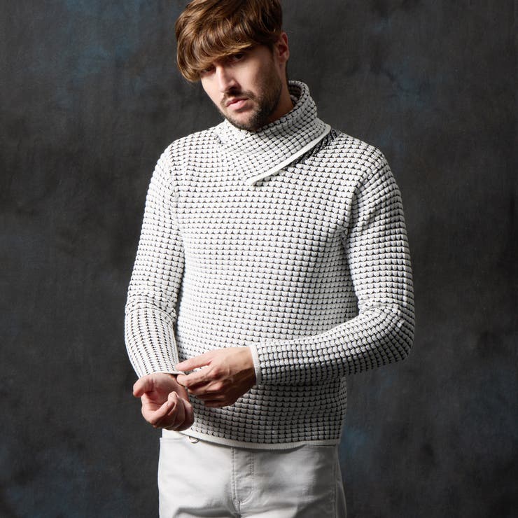 09ホワイト | アフガンネックニット | NICOLE