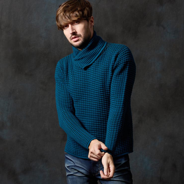 60ブルー | アフガンネックニット | NICOLE