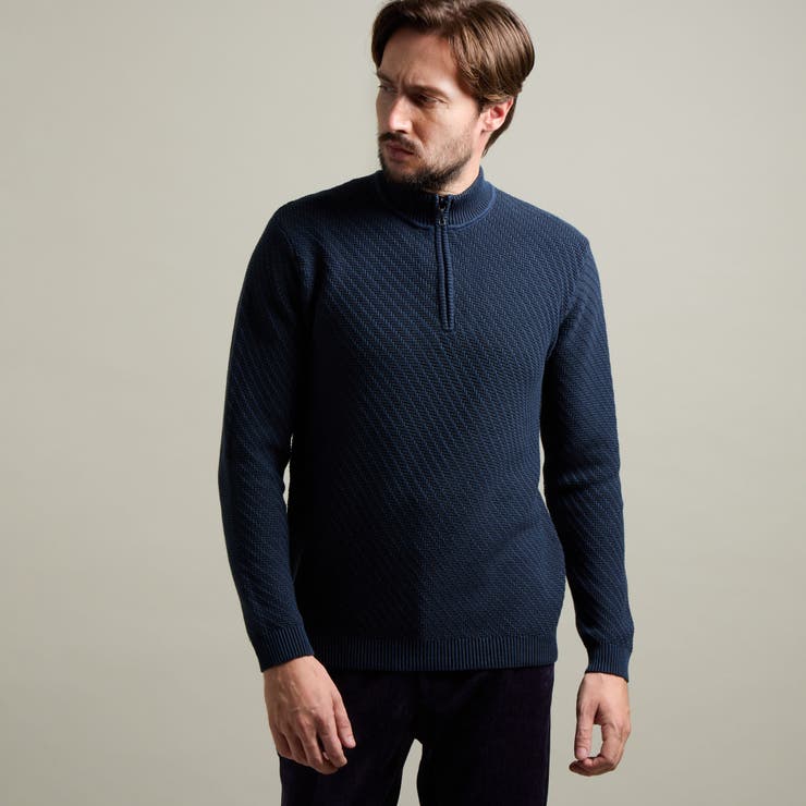 バイアスジャカード スタンドハーフジップニット | NICOLE | 詳細画像2 