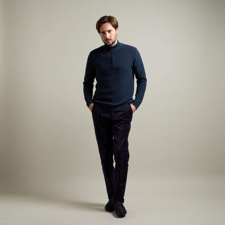 バイアスジャカード スタンドハーフジップニット | NICOLE | 詳細画像5 