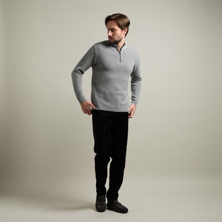 バイアスジャカード スタンドハーフジップニット | NICOLE | 詳細画像6 