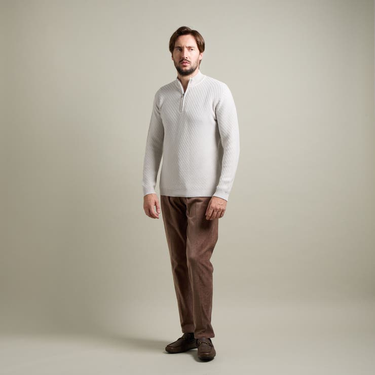 バイアスジャカード スタンドハーフジップニット | NICOLE | 詳細画像7 