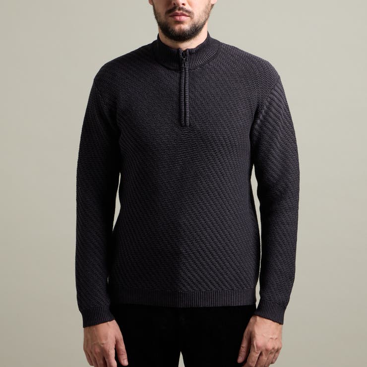 バイアスジャカード スタンドハーフジップニット | NICOLE | 詳細画像8 