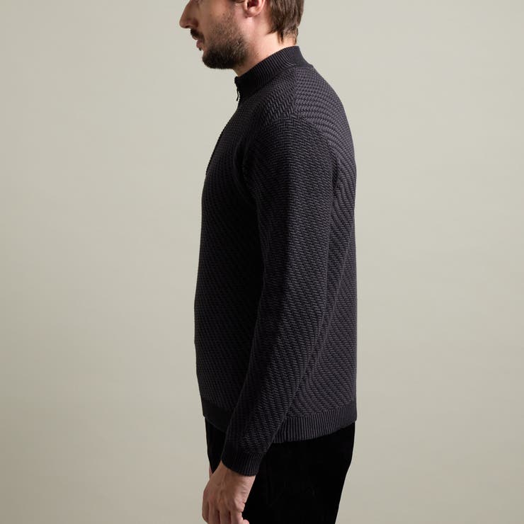 バイアスジャカード スタンドハーフジップニット | NICOLE | 詳細画像9 