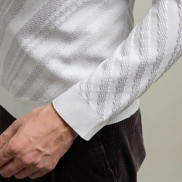 【HIDEAWAYS BLACK】バイアスリンクスジャカードクルーネックニット | NICOLE | 詳細画像10 