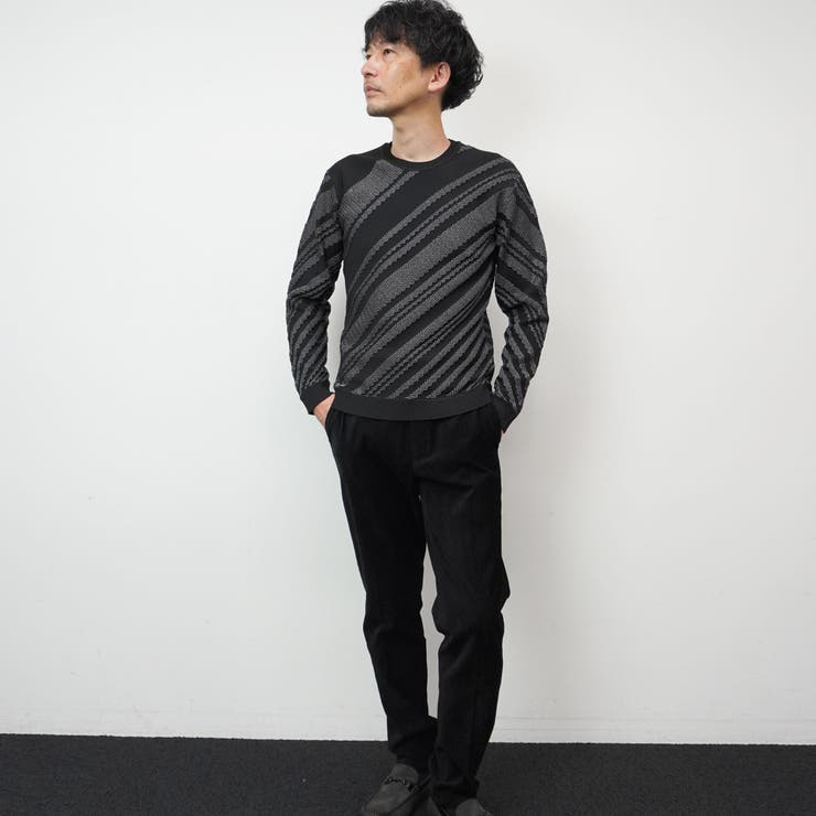 【HIDEAWAYS BLACK】バイアスリンクスジャカードクルーネックニット | NICOLE | 詳細画像17 