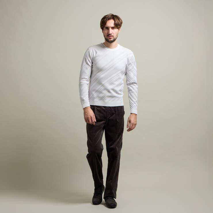 【HIDEAWAYS BLACK】バイアスリンクスジャカードクルーネックニット | NICOLE | 詳細画像2 