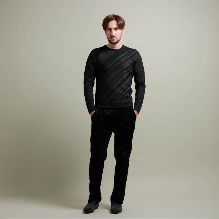 【HIDEAWAYS BLACK】バイアスリンクスジャカードクルーネックニット | NICOLE | 詳細画像3 