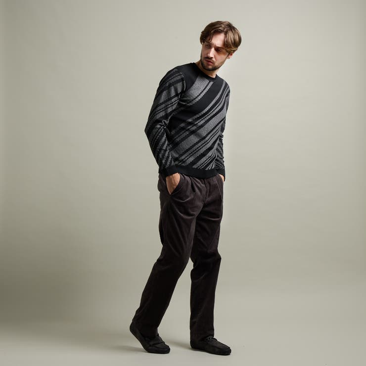 【HIDEAWAYS BLACK】バイアスリンクスジャカードクルーネックニット | NICOLE | 詳細画像5 