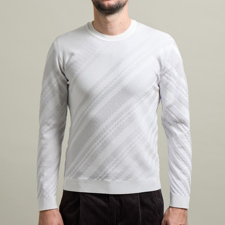 【HIDEAWAYS BLACK】バイアスリンクスジャカードクルーネックニット | NICOLE | 詳細画像6 