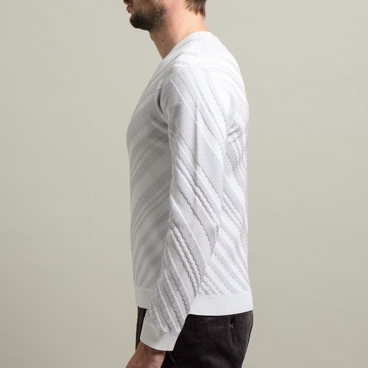 【HIDEAWAYS BLACK】バイアスリンクスジャカードクルーネックニット | NICOLE | 詳細画像7 