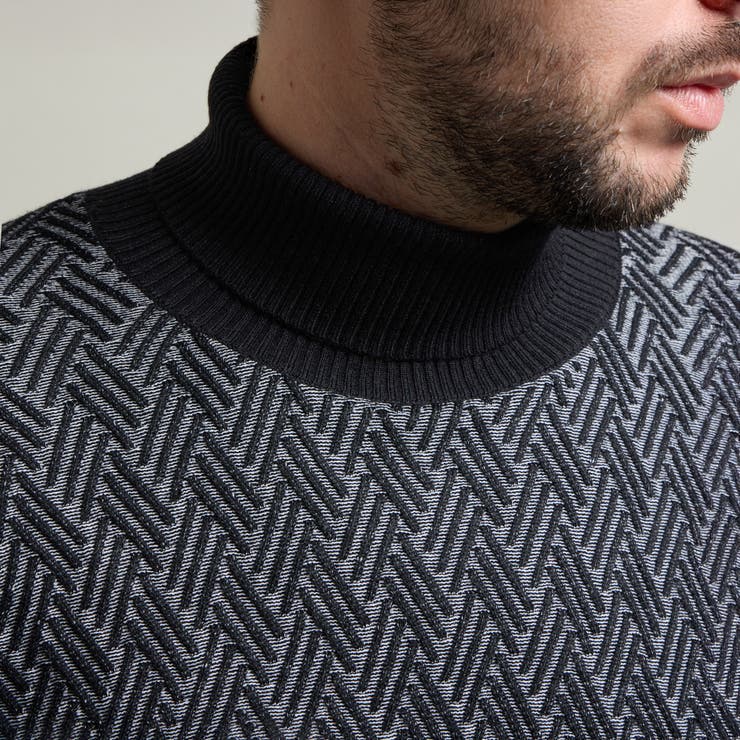 【HIDEAWAYS BLACK】バスケットジャカードタートルネックニット | NICOLE | 詳細画像10 