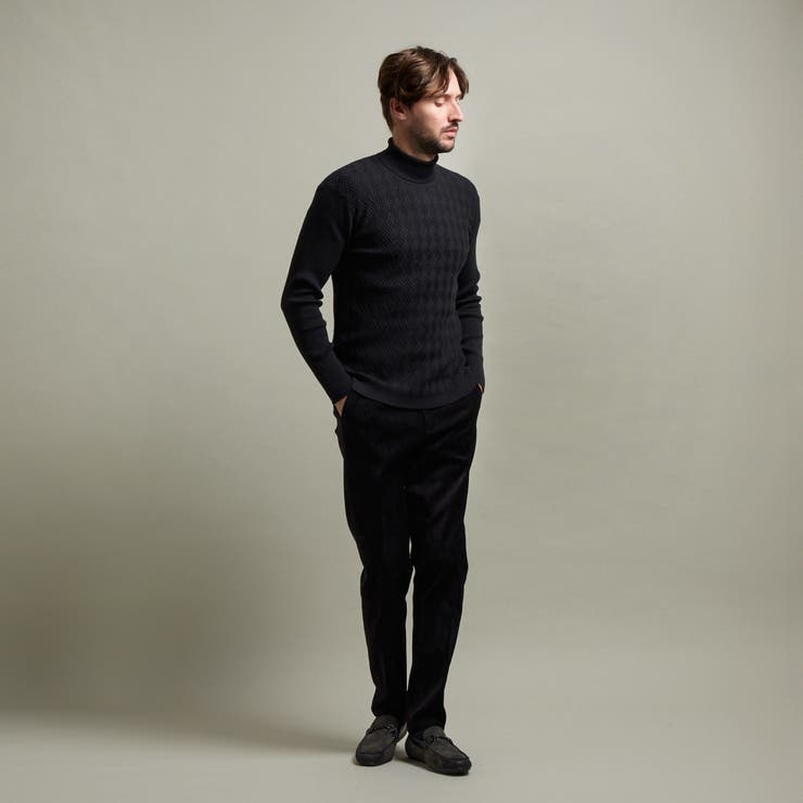 【HIDEAWAYS BLACK】バスケットジャカードタートルネックニット | NICOLE | 詳細画像3 