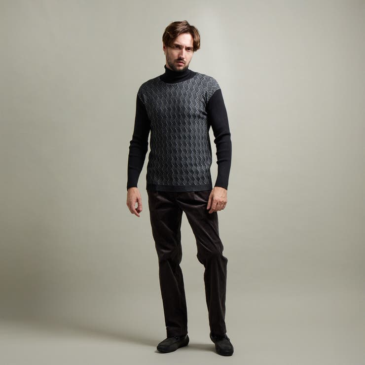 【HIDEAWAYS BLACK】バスケットジャカードタートルネックニット | NICOLE | 詳細画像5 