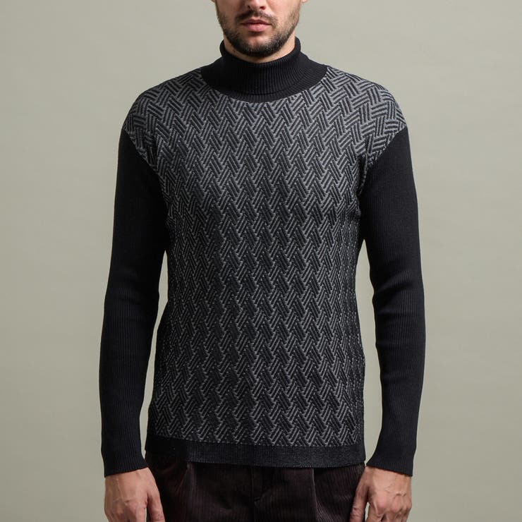 【HIDEAWAYS BLACK】バスケットジャカードタートルネックニット | NICOLE | 詳細画像7 