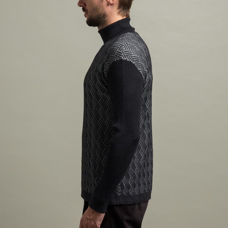 【HIDEAWAYS BLACK】バスケットジャカードタートルネックニット | NICOLE | 詳細画像8 