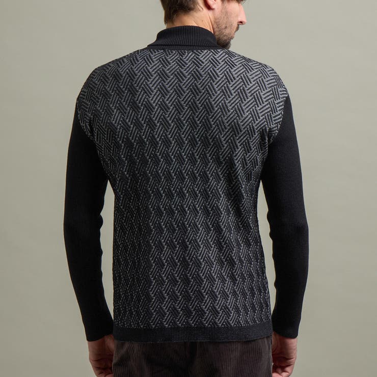 【HIDEAWAYS BLACK】バスケットジャカードタートルネックニット | NICOLE | 詳細画像9 