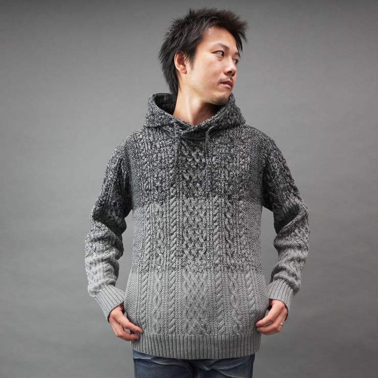 ケーブルグラデーションフーテッドプルオーバーニット | NICOLE | 詳細画像14 