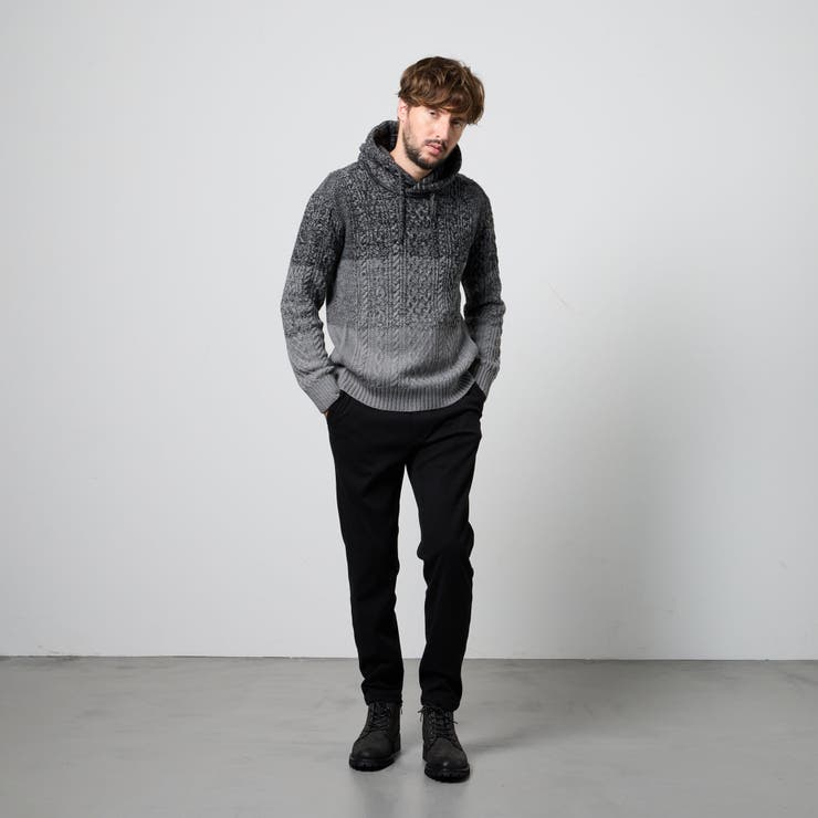 ケーブルグラデーションフーテッドプルオーバーニット | NICOLE | 詳細画像3 