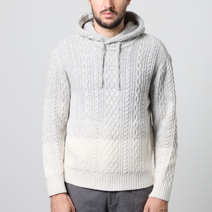 ケーブルグラデーションフーテッドプルオーバーニット | NICOLE | 詳細画像5 