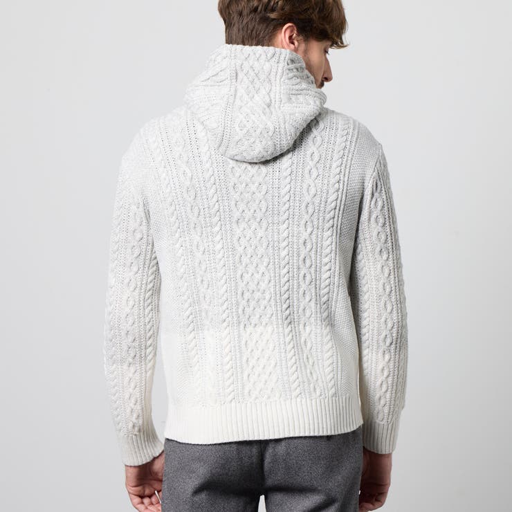 ケーブルグラデーションフーテッドプルオーバーニット | NICOLE | 詳細画像7 