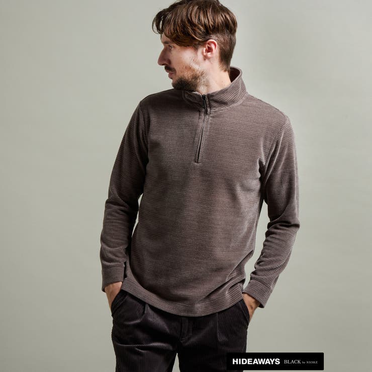 13ブラウン | 【HIDEAWAYS BLACK】モールブロックチェックスタンドハーフジッププル… | NICOLE