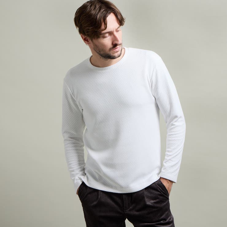 09ホワイト | 【HIDEAWAYS BLACK】シェニールバイアスジャカードプルオーバー | NICOLE