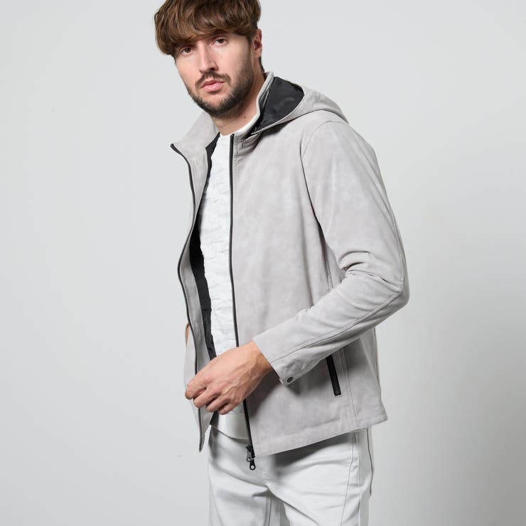 19ライトグレー | ムラプリントスタンドアップジップブルゾン | NICOLE