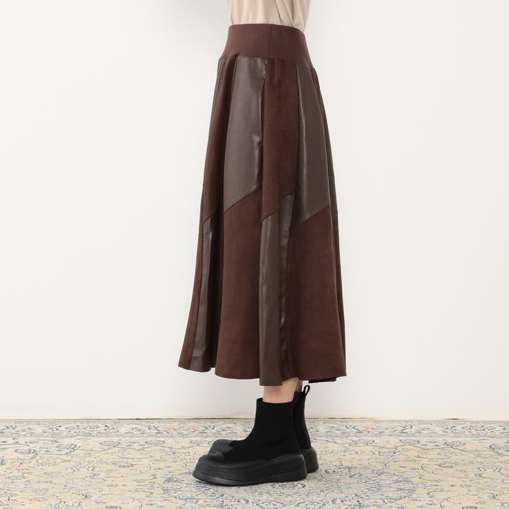 【WALDO】合皮ドッキングフレアスカート | NICOLE | 詳細画像4 