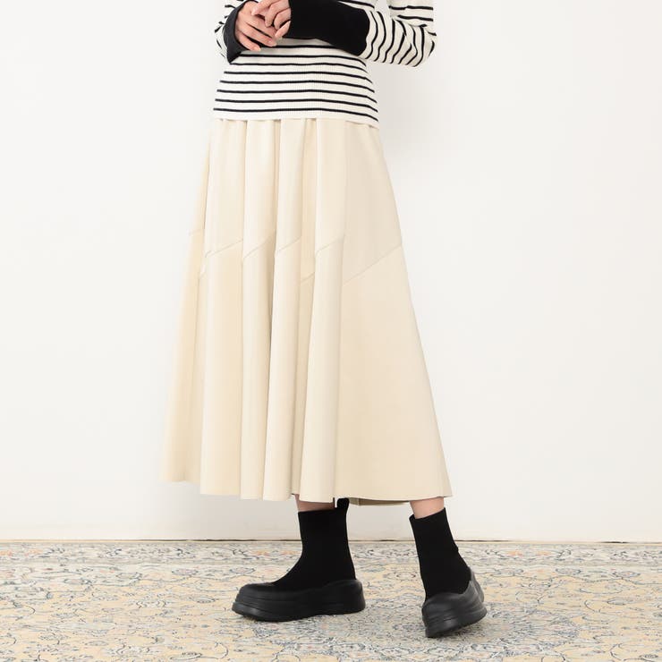 24クリーム | 【WALDO】合皮ドッキングフレアスカート | NICOLE