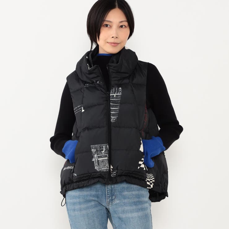 49ブラック | 【WALDO】チェス柄ダウンベスト | NICOLE