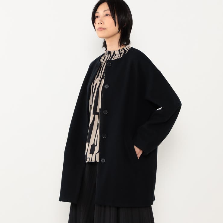 49ブラック | 【WALDO】スタンドカラーコクーンコート | NICOLE