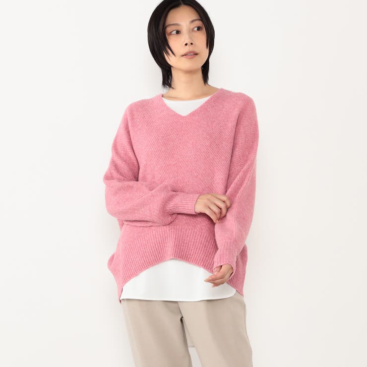 08ピンク | 【WALDO】Ｖネックプルオーバーニット | NICOLE