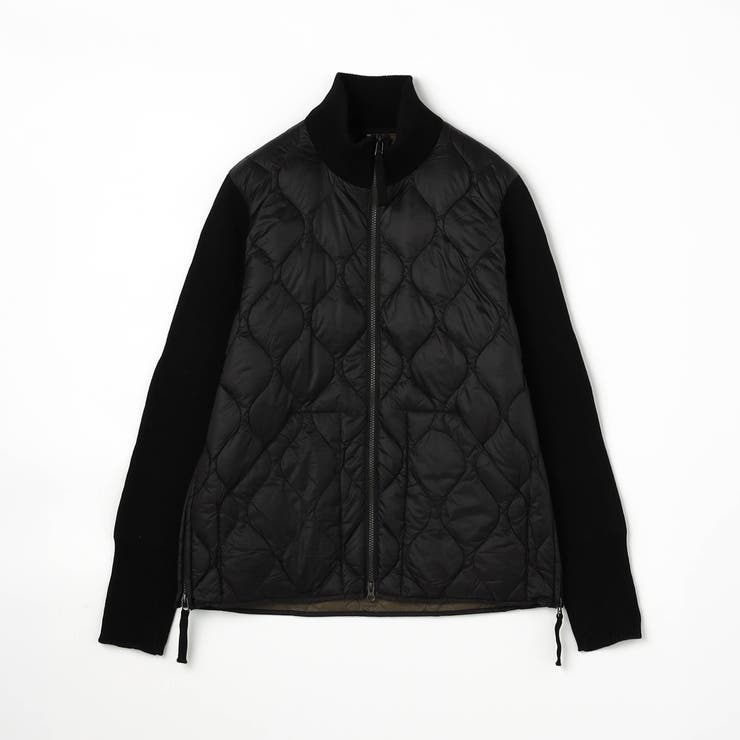 49ブラック | 【TAION】ミリタリーハイネックニット切り替えダウンブルゾン | NICOLE