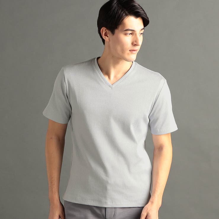 19ライトグレー | ブライトリブ VネックTシャツ | NICOLE