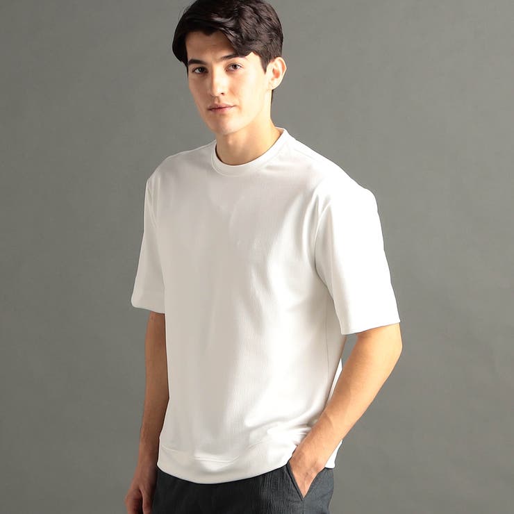 09ホワイト | メランジジャカード リラックスフィット クルーネックTシャツ | NICOLE