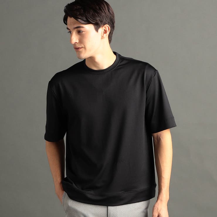 49ブラック | メランジジャカード リラックスフィット クルーネックTシャツ | NICOLE