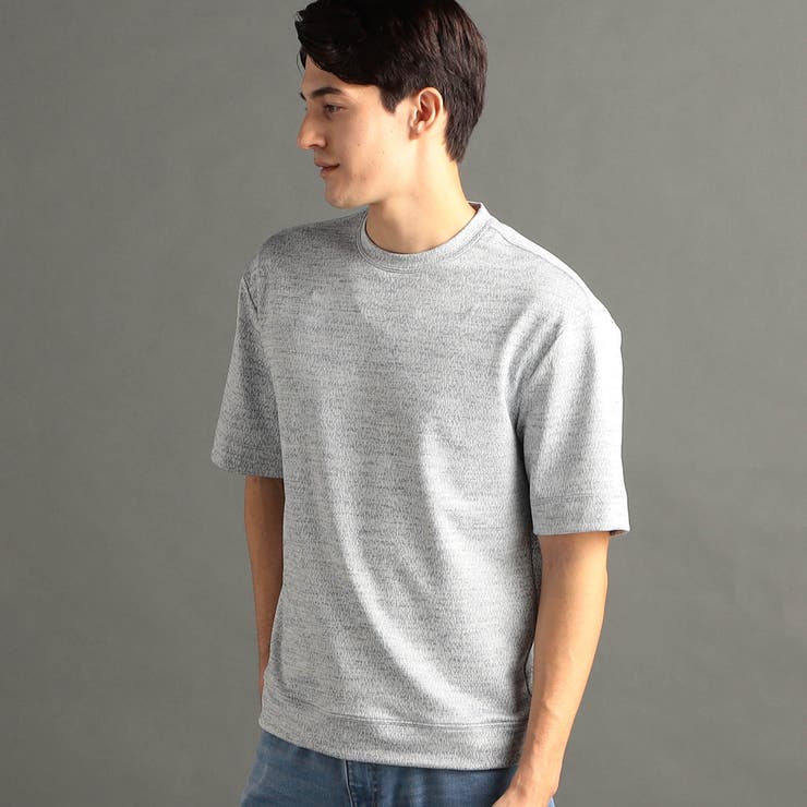 64サックス | メランジジャカード リラックスフィット クルーネックTシャツ | NICOLE