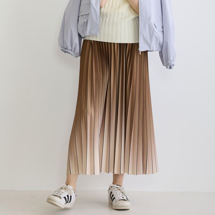 13ブラウン | グラデーションプリーツスカート | NICOLE