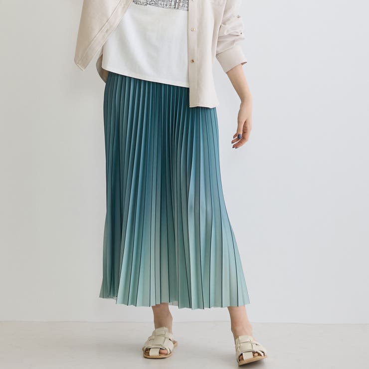 40グリーン | グラデーションプリーツスカート | NICOLE