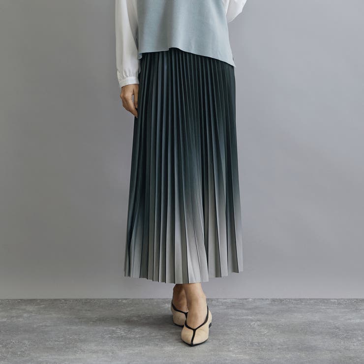 49ブラック | グラデーションプリーツスカート | NICOLE