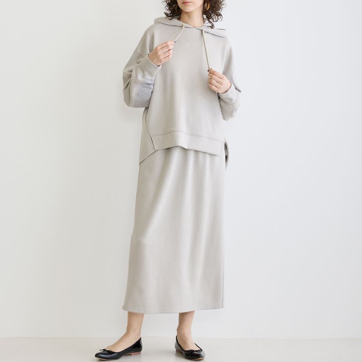 19ライトグレー | 【セットアップアイテム】フードプルオーバー×タイトスカート | NICOLE