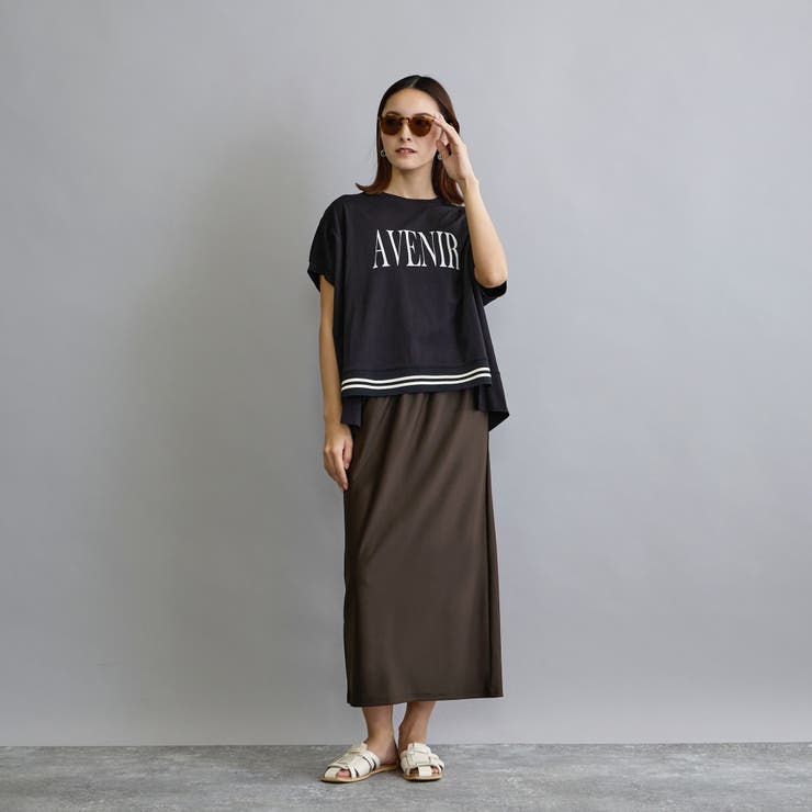 【セットアップアイテム】レイヤード風Tシャツ×タイトロングスカート | NICOLE | 詳細画像2 